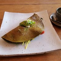 Green omelet at Vibe Cafe in Siem Reap