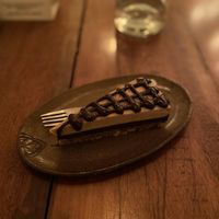 Raw salted caramel and chocolate slice- delicious! at Vibe Cafe in Siem Reap