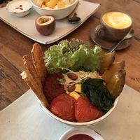 Breakfast Buddha and turmeric latte at Vibe Cafe in Siem Reap