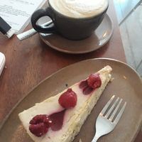 Cheesecake and latte at Vibe Cafe in Siem Reap