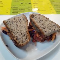 Hummus sandwich at Urban Orchard in Madrid