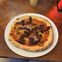 Build your own vegan pizza with olives, mushrooms, red onion, sun-dried tomatoes and vegan nduja  at Pizza Punks in Glasgow