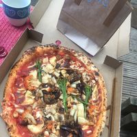 lots of vegan mayo and soggy pizza at Pizza Punks in Glasgow