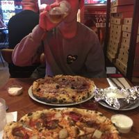 The vegan pizza and the meat ! at Pizza Punks in Glasgow