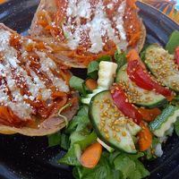 Tostada de tinga at Maria Bonita Veganos - Food Cart in Mexico City