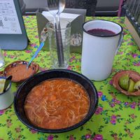 Soup of the day at Maria Bonita Veganos - Food Cart in Mexico City