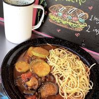 Ratatouille y pasta  at Maria Bonita Veganos - Food Cart in Mexico City