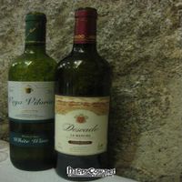 Unlimited wine with lunch! These were the two bottles plunked down onto our table.  Red for me, white for my husband. at Artemisa Sol - Huertas in Madrid