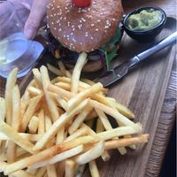 Vegan burger and fries  at Carnaval in Javea