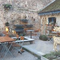 terrace at the back, LPQ, Bruges at Le Pain Quotidien - Simon Stevinplein in Bruges