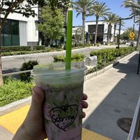 Strawberry matcha latte, soooo good!  at SunLife Organics in Manhattan Beach