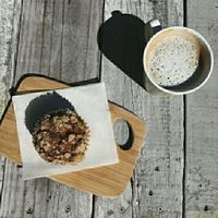agave lavendar latte and vegan muffins   at Bunkhouse Coffee Bar in Jensen Beach