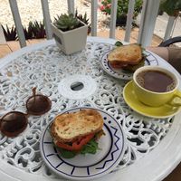 Breakfast sandwiches and light coffee with oat milk!  at Bunkhouse Coffee Bar in Jensen Beach