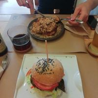 Burger and lasagne at Malaika in Tenerife