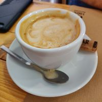 Cafe con hazelnut leche (coffee with hazelnut milk) at Malaika in Tenerife