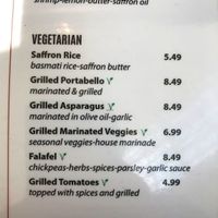 Green "v" means "vegan" at Cafe Izmir Mediterranean Tapas in Grapevine