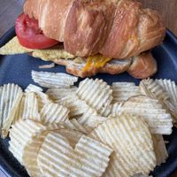 croissant sandwich + veggies! at Fancy Plants Cafe in Chicago