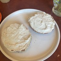 bagel with cashew cream cheese   at Fancy Plants Cafe in Chicago