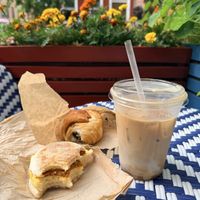 Chocolate croissant and breakfast sandwich 😋😋  at Fancy Plants Cafe in Chicago