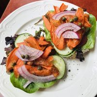 Bagel with carrot lox at Fancy Plants Cafe in Chicago