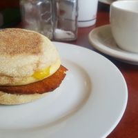 Breakfast sandwich is simplicity done right. Fluffiest Just eggs! at Fancy Plants Cafe in Chicago