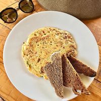 Farmers omelette 
Egg made of chickpea flour   at La Raiz de la Tierra in Ixtapa