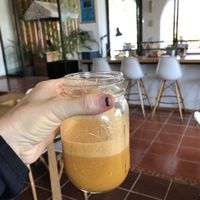 Carrot, ginger, apple juice at La Raiz de la Tierra in Ixtapa