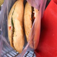 fresh vegan tofu banh mi at Hoi Banh My Chay - Food Stall in Hoi An