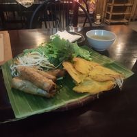 Spring rolls and Banh Xeo at Da Nang Com Chay - Duong Dinh Nghe in Da Nang