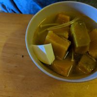 Pumpkin soup. Meh. at Da Nang Com Chay - Duong Dinh Nghe in Da Nang