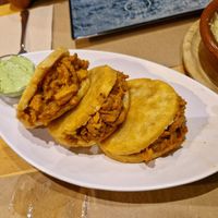 Arepas fritas at La Huella Vegana in Alcala De Henares
