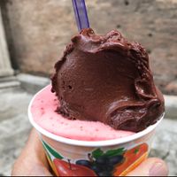 strawberry and chocolate gelato.  at Cremeria Monteforte in Rome