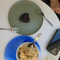 Peanut banana ice cream and vegan chocolate cakee  at Verdeteja in Mallorca