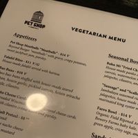 Menu at Pet Shop in Jersey City