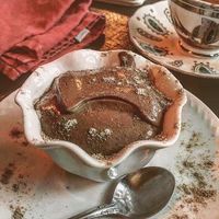 Delicious vegan chocolate mousse that paired beautifully with their homemade tea blend.  at Elixir in Great Barrington