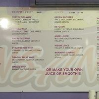 wall menu at Insane Acai Bar in West End