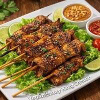 Vegan Satay King oyster  at Mai3 Veggie Kitchen - Raya Tuban in Kuta