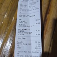 The bill at Mai3 Veggie Kitchen - Raya Tuban in Kuta