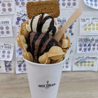 Gelato waffle with soymilk ♥️ & chocolate flavours at Nice Cream in Taipei