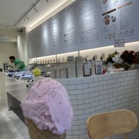 Strawberry flavour in cone   at Nice Cream in Taipei