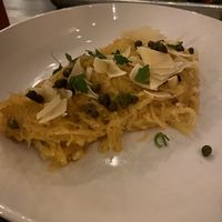 ROASTED SPAGHETTI SQUASH, a wonderful spaghetti squash with parmesian style cheese and capers. Unforgettable   at The Beer Plant in Austin