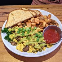 Scramble with gluten-free bread. at The Beer Plant in Austin