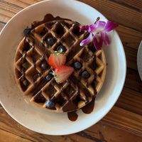 Waffle with house made “Nutella"  at The Beer Plant in Austin
