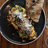 Scramble (just eggs w/veg sausage & bacon  at The Beer Plant in Austin