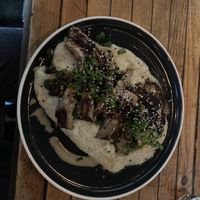 Tokyo Blue - oyster mushroom on cauliflower puree - great flavors!  at The Beer Plant in Austin