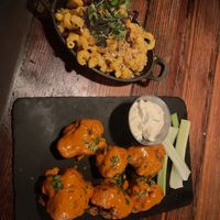 Mac and cheese and buffalo cauliflower wings   at The Beer Plant in Austin