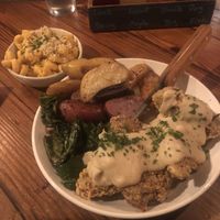 Fried chicken with mac n cheese side  at The Beer Plant in Austin