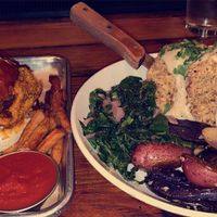nashville hot sandwich & chicken & gravy at The Beer Plant in Austin