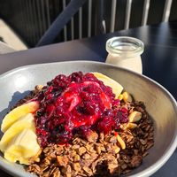 Chocolate Granola with almond milk at Hoo Gah in Bendigo