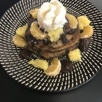 Chocolate and orange vegan pancakes  at Hoo Gah in Bendigo